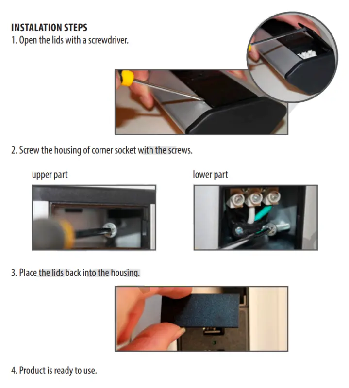 Indux Corner hörn köksuttag med 3 jordade uttag och 2 USB-laddare 1208957442