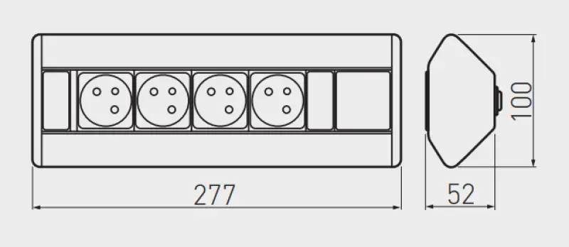 Indux Corner hörn köksuttag med 3 jordade uttag och 2 USB-laddare 1208957442