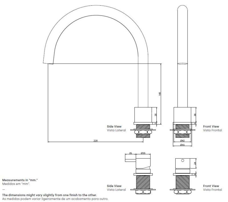 Waterevolution Flow 2-håls köksblandare mässing T151LE