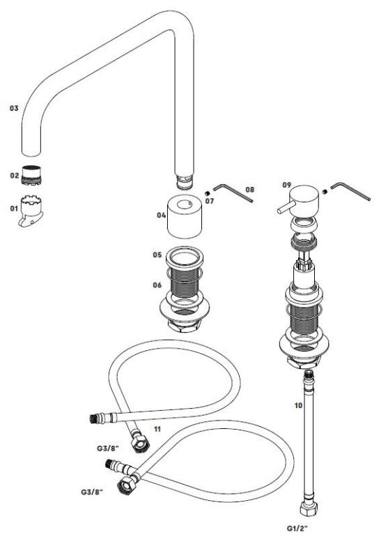 Waterevolution Flow 2-håls köksblandare gunmetal PVD T151HGME
