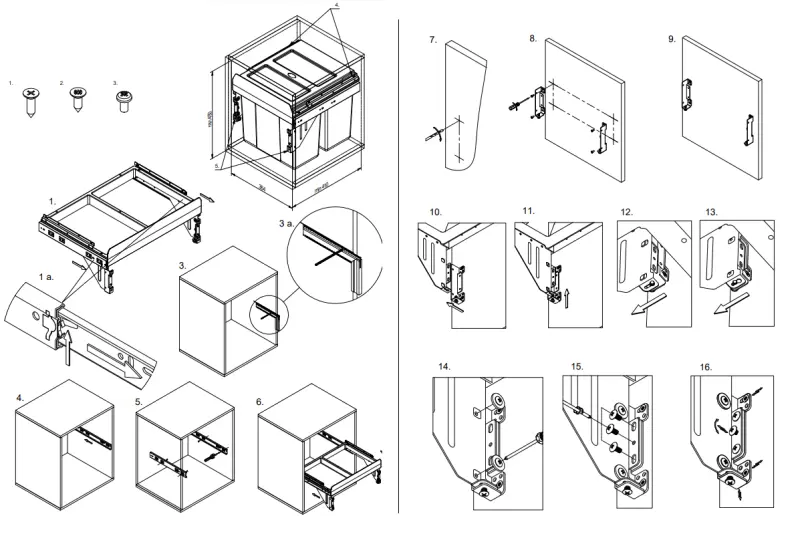Garbi Carrier C-40-2 inbyggt avfallssystem med egna skenor och 2 avfallsbehållare 2 x 16 L 1208957462