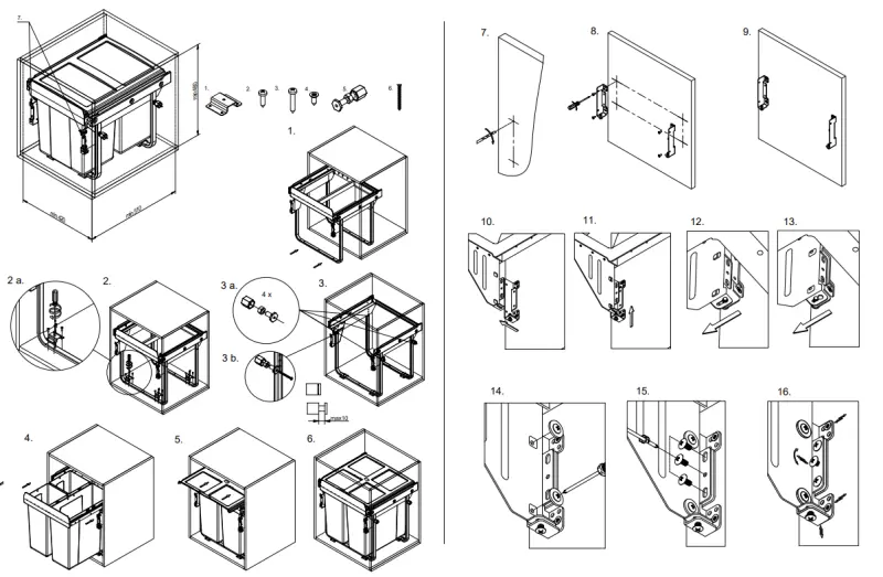 Garbi Carrier C-45-2 inbyggt avfallssystem med egna glidskenor och 2 avfallskärl 2 x 15 Liter 1208957467