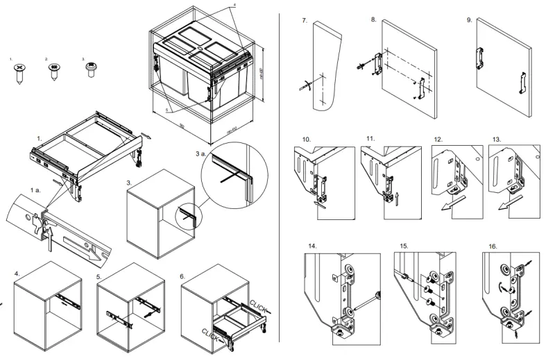 Garbi Carrier C-60-2 inbyggt avfallssystem med egna skenor och 2 sopkärl 2 x 27 liter 1208957468