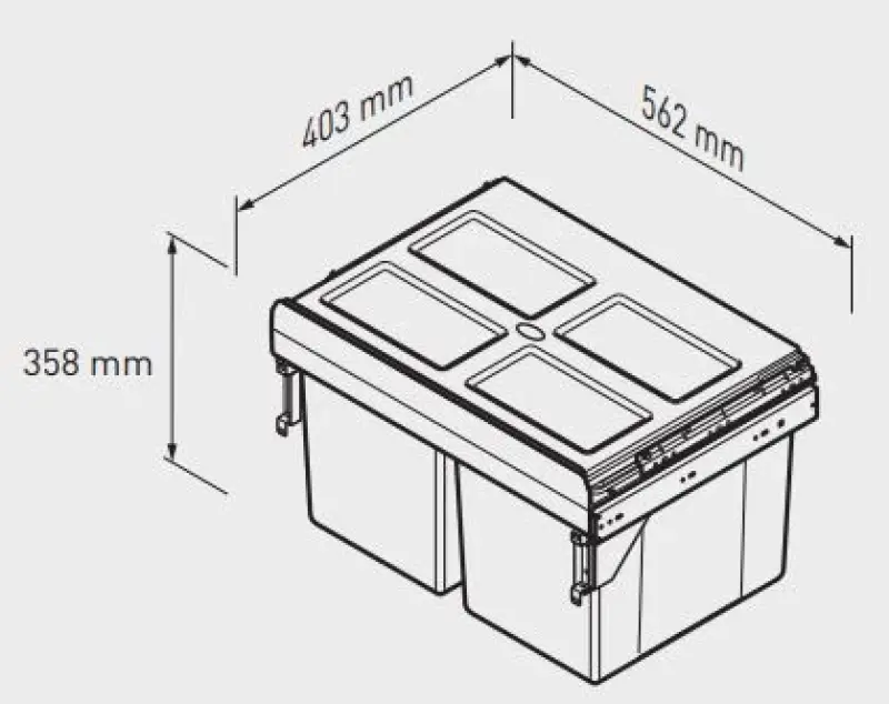 Garbi Carrier C-60-2 inbyggt avfallssystem med egna skenor och 2 sopkärl 2 x 27 liter 1208957468