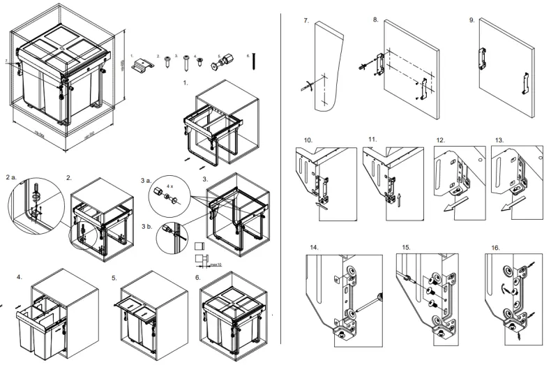 Garbi Carrier C-60-3-H inbyggt avfallssystem med egna skenor och 3 avfallsbehållare 1 x 34 + 2 x 17 liter 1208957470