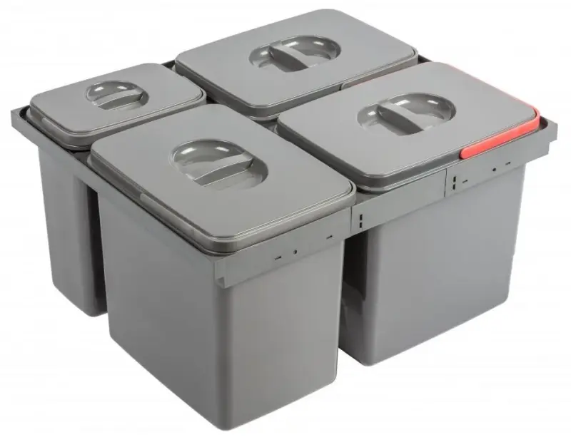 Garbi Basket B-60-4-H sorteringssystem för avfall för låda 60 cm inklusive hållare och 4 avfallsbehållare 1208957472