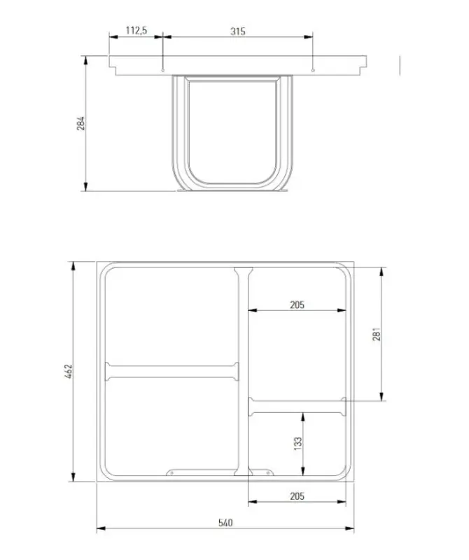 Garbi Basket B-60-4-H sorteringssystem för avfall för låda 60 cm inklusive hållare och 4 avfallsbehållare 1208957472