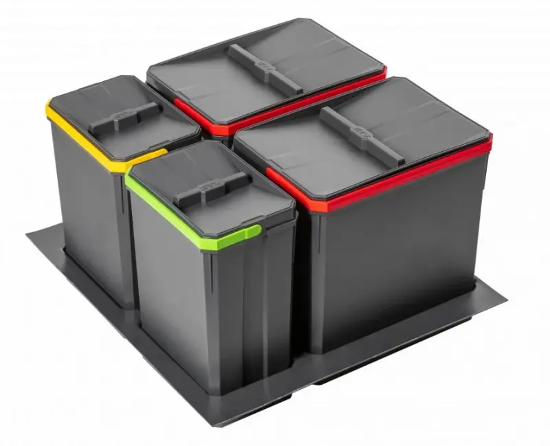 Garbi Basket B-60-4 sorteringssystem för avfall för låda 60 cm inklusive hållare och 4 avfallsbehållare 1208957475