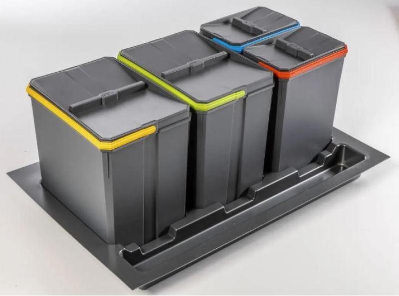 Garbi Basket B-80-4 sorteringssystem för avfall för låda 80 cm inklusive hållare och 4 avfallsbehållare 1208957477