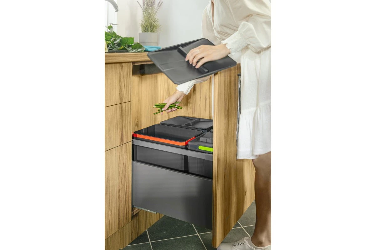 Garbi Basket B-90-4 sorteringssystem för avfall för låda 90 cm inklusive hållare och 4 x 15 liter sopkärl 1208957479 - Productafbeelding 2