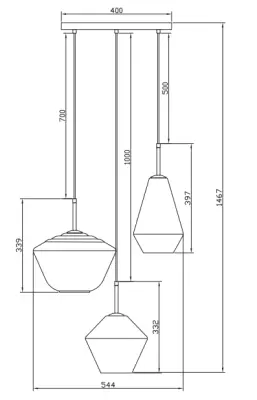 Dekor Lime 1467 mm hög modern guldhänglampa med 3 ljuskällor 7983
