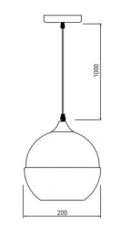 Dekor Lender modern hänglampa av metall och glas bredd 200 mm 8389