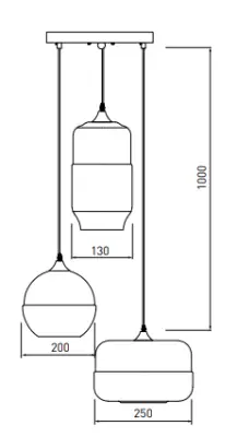 Decor Lender modern hänglampa av metall och glas med 3 ljuskällor 9270