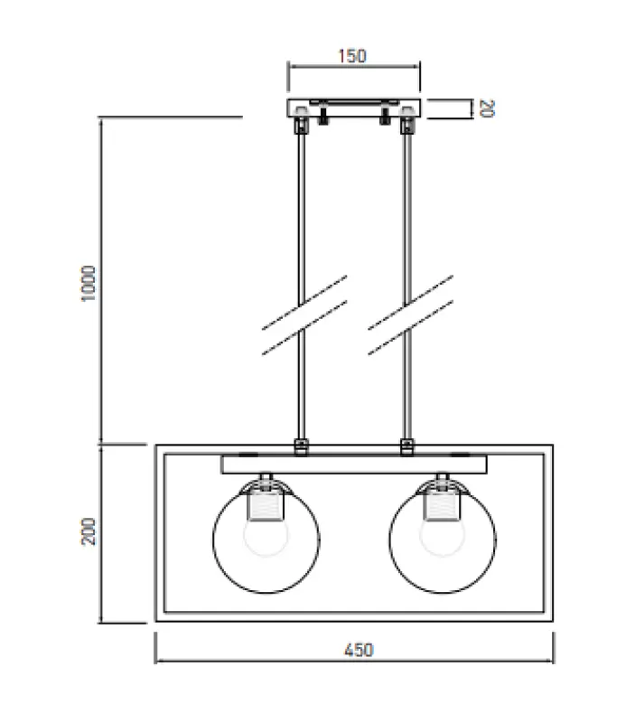 Dekor Avelin hänglampa med gyllene rektangulär ram bredd 45 cm 2232