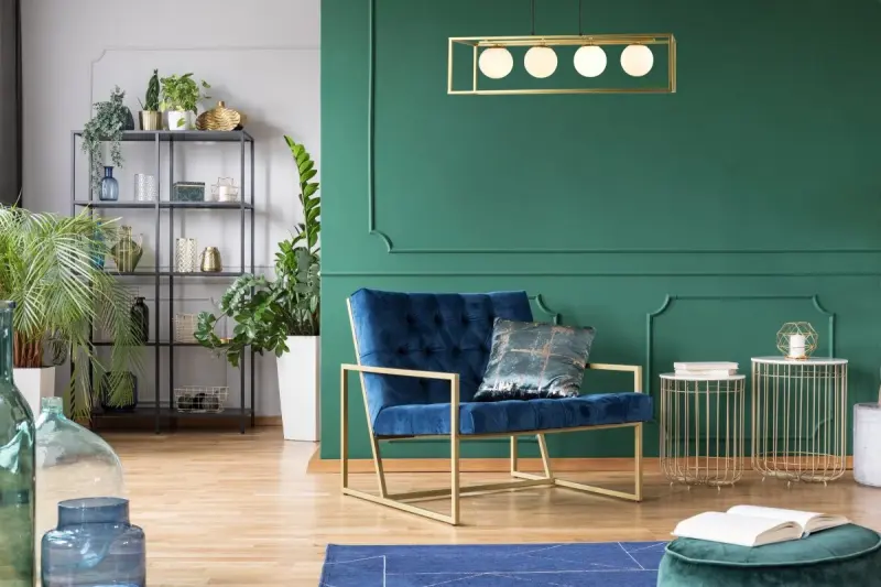 Dekor Avelin hänglampa med gyllene rektangulär ram, bredd 80 cm 2287