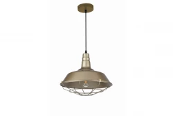 Decor Solen hänglampa med industriell form och gyllene galler, diameter 36,5 cm 3703