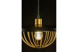 Dekor Tulip modern hänglampa med svart metallkant och guldtrådbur 3444