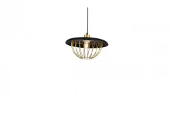 Dekor Tulip modern hänglampa med svart metallkant och guldtrådbur 3444