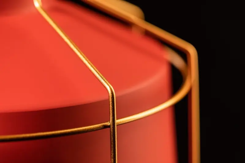 Dekor Goa röd hänglampa med dekorativ gyllene ram 3536