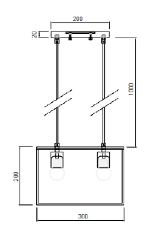 Decor Diu svart geometrisk hänglampa med 2 ljuskällor bredd 30 cm 3628