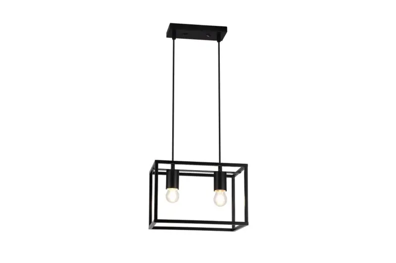 Decor Diu svart geometrisk hänglampa med 2 ljuskällor bredd 30 cm 3628