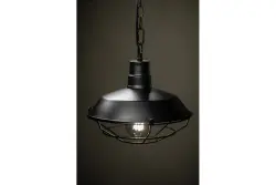 Dekor Lars svart hänglampa med industriellt svart galler, diameter 26 cm 2233
