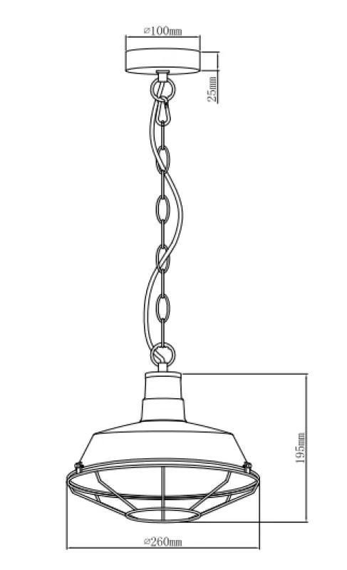 Dekor Lars svart hänglampa med industriellt svart galler, diameter 26 cm 2233