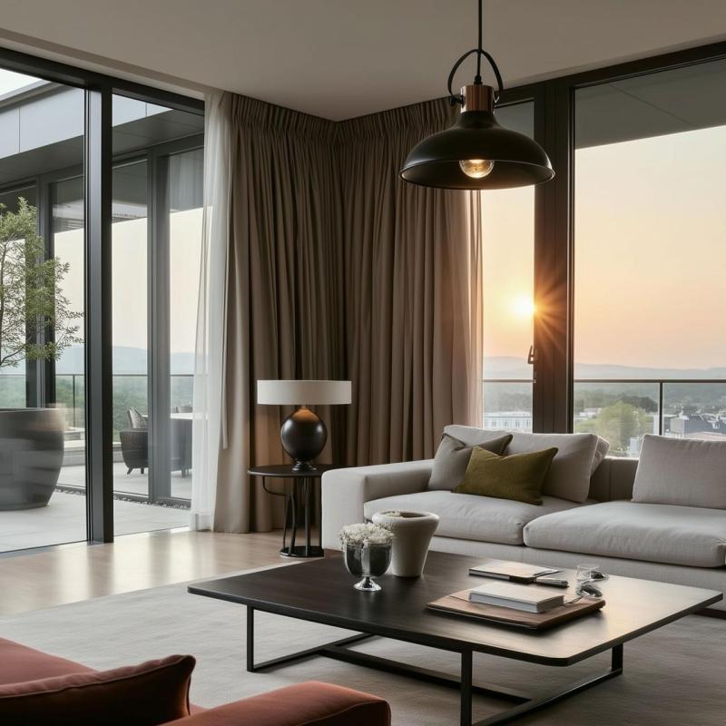 Dekor Mees svart metallhänglampa med skärmfäste i form av en fotogenlampa 2363