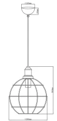 Dekor Viela gammal guldtrådsformad metallhänglampa klotform diameter 29 cm 7016
