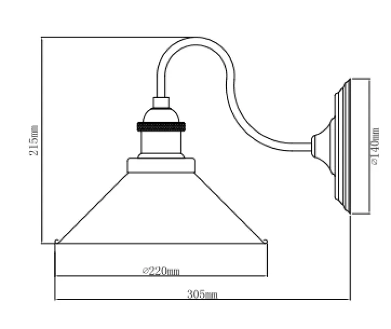 Dekor Mani svart guldmetall vägglampa diameter 22 cm 4052