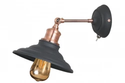 Dekor Loret justerbar svart vägglampa med strömbrytare 20 cm diameter 7901