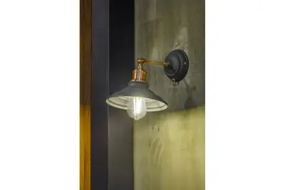 Dekor Loret justerbar svart vägglampa med strömbrytare 20 cm diameter 7901