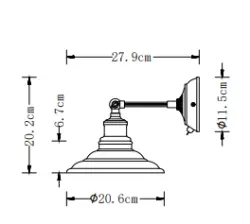 Dekor Loret justerbar grå vägglampa med strömbrytare 20 cm diameter 8229