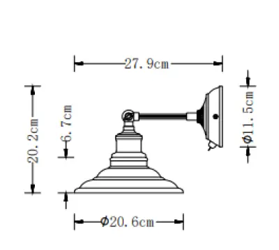 Dekor Loret justerbar grå vägglampa med strömbrytare 20 cm diameter 8229