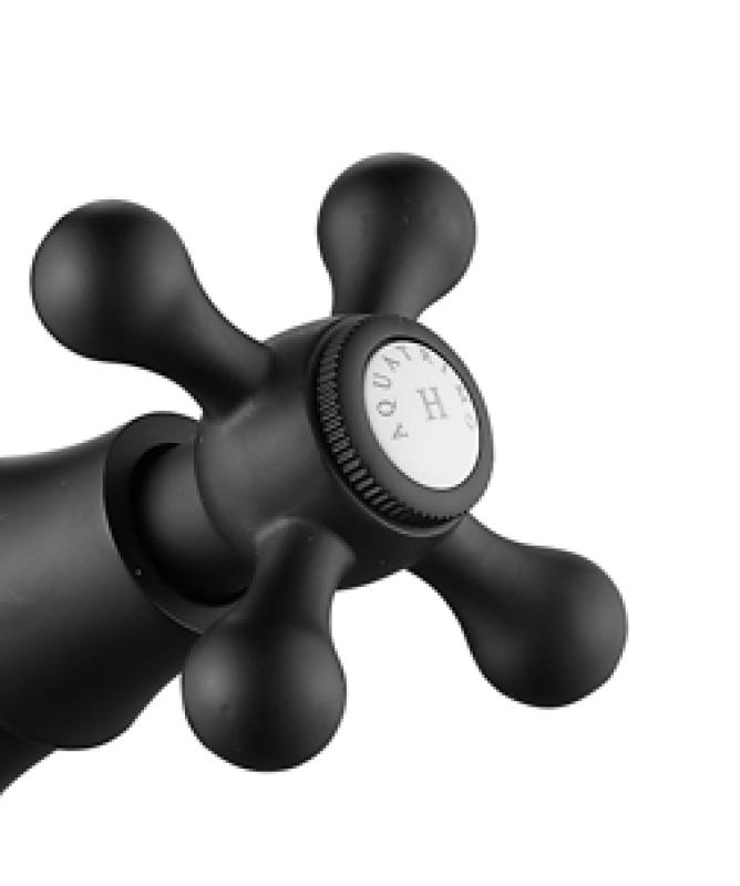 AquaTrimo Windsor klassiskt kök nostalgisk kökskran med vinklad pip svart matt 21WS7531SW