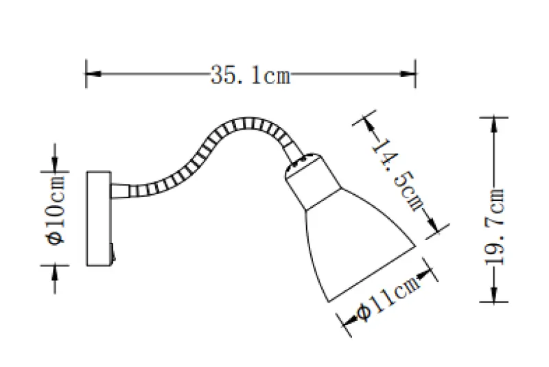 Deco Etore vit vägglampa med metallarm 11 cm diameter 1952