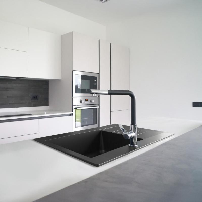 Ausmann Fibre Mini diskho svart vändbar med avrinningsyta, ovanpåliggande 62x50cm 1208957667