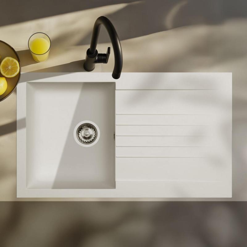 Ausmann Fibre diskho vit vändbar med avrinningsyta infälld 86x50 cm 1208957673