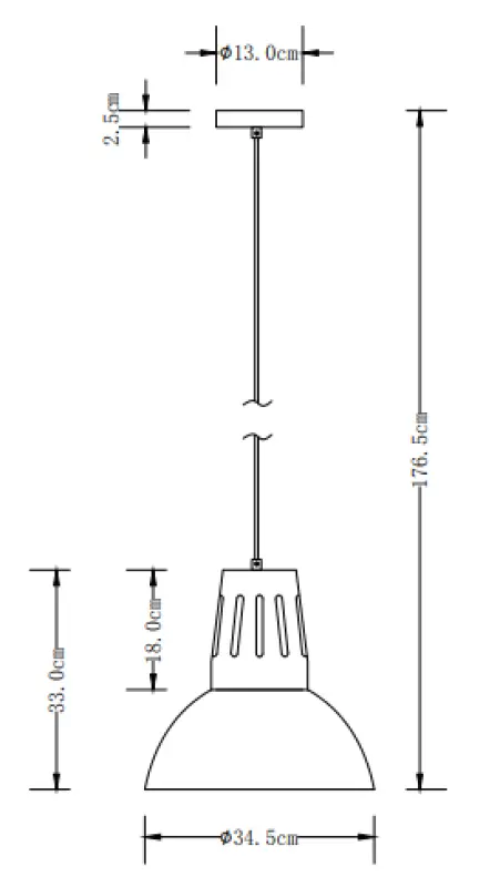 Dekor Artemia grå hänglampa med industriell finish, 34,5 cm diameter 2447