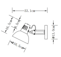 Dekor Artemia elegant grå vägglampa med metallarm 16,5 cm diameter 2164