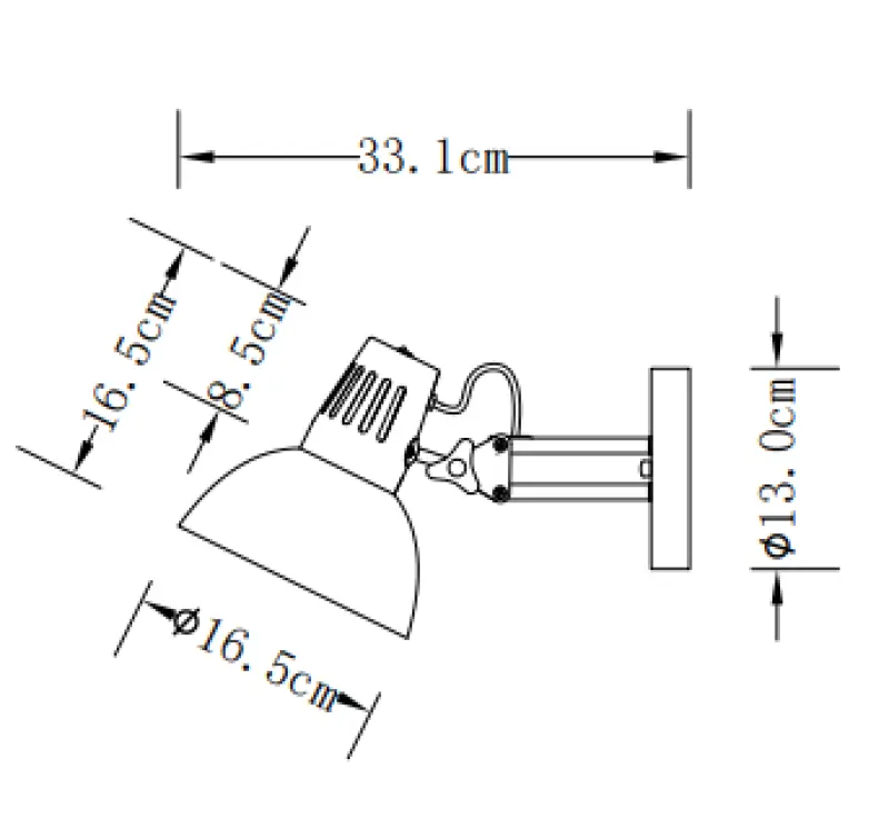 Dekor Artemia elegant grå vägglampa med metallarm 16,5 cm diameter 2164