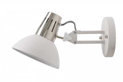 Dekor Artemia elegant vit vägglampa med metallarm, 16,5 cm i diameter, 2218