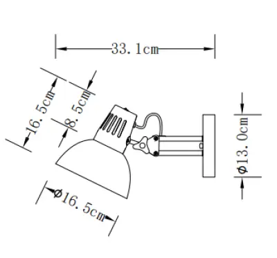Dekor Artemia elegant vit vägglampa med metallarm, 16,5 cm i diameter, 2218