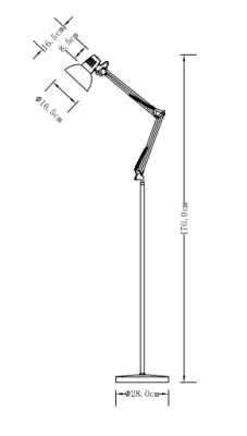 Décor Artemia grå golvlampa lång metallarm diameter 16,5 cm 2300