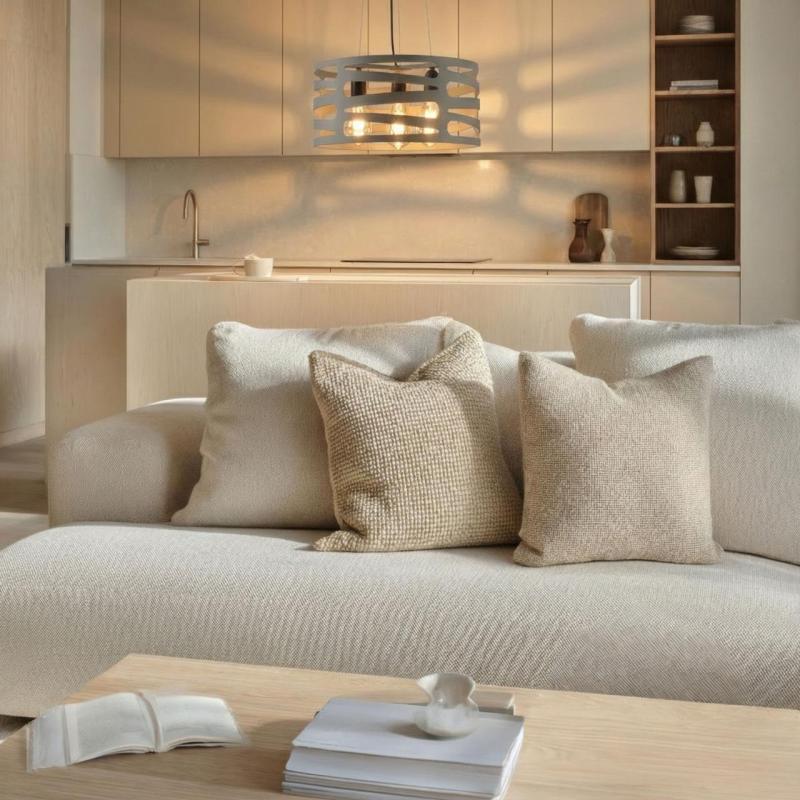 Dekor Marisa grå hänglampa med avsmalnande horisontella mellanrum max. 3 ljuskällor diameter 40 cm 2607