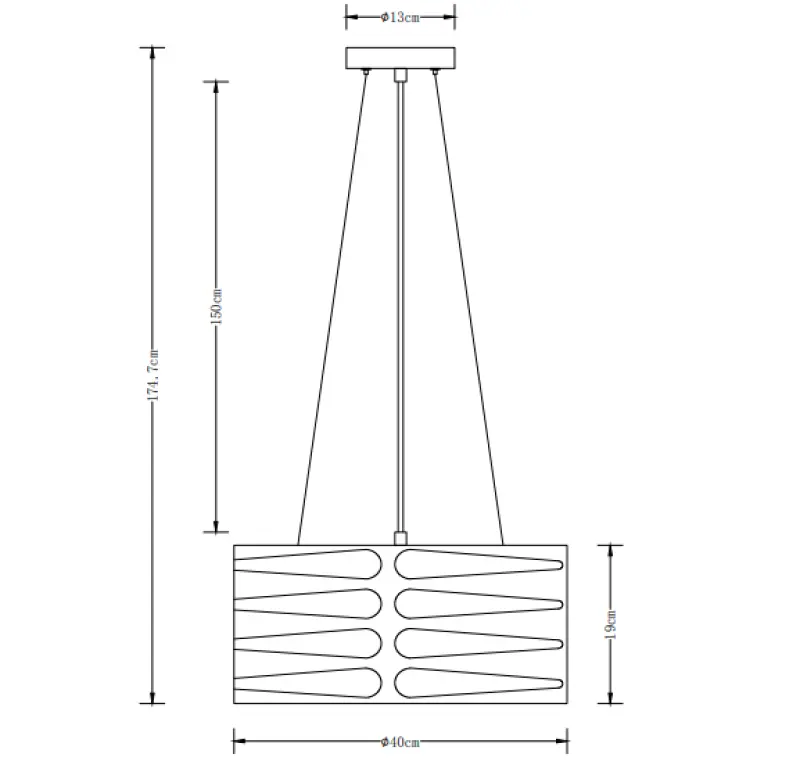 Dekor Marisa grå hänglampa med avsmalnande horisontella mellanrum max. 3 ljuskällor diameter 40 cm 2607