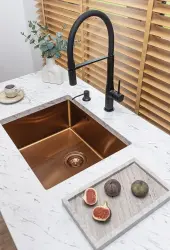 Aquadesign Sinks koppar rostfritt stål diskho kopparfärg PVD 50x40 undermontering planmontering och toppmontering 1208957700