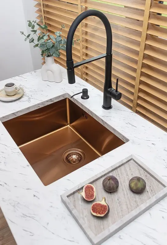 Aquadesign Sinks koppar rostfritt stål diskho kopparfärg PVD 50x40 undermontering planmontering och toppmontering 1208957700