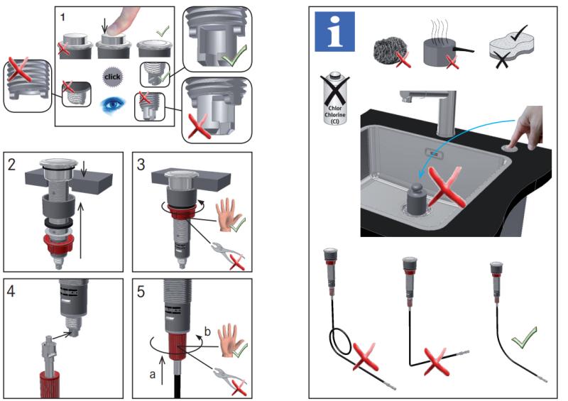 Franke avloppssats för diskbänkar med integrerat avlopp (turbo) med automatisk tömning och rostfri tryckknapp 1208957709