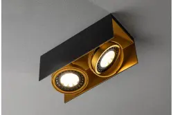 Dekor Verso svart guld taklampa med rörligt huvud två ljuskällor 4212